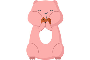 Cute cartoon hamster with cookie, an Animal Illustration by SiberianArt
