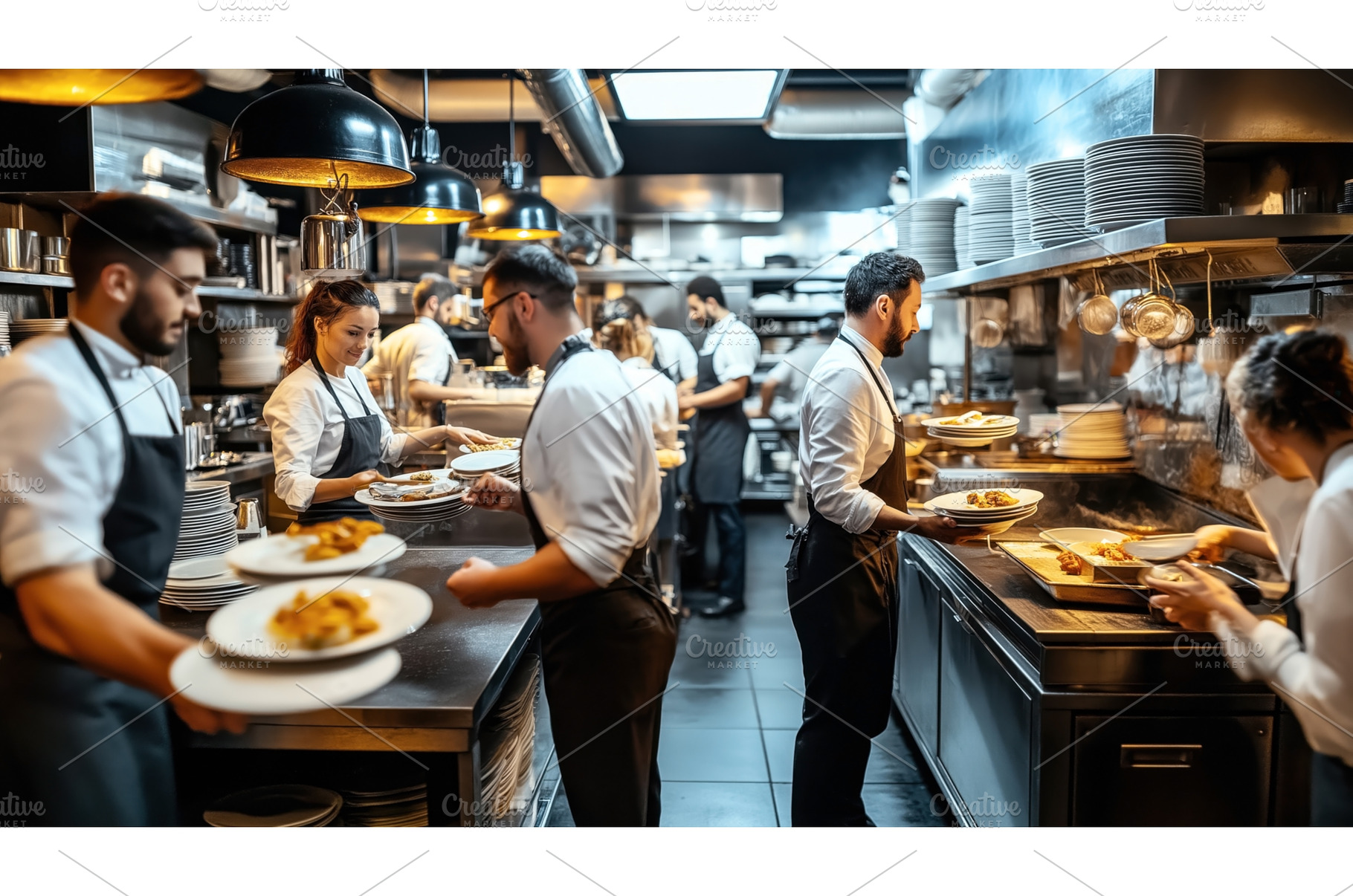 A busy professional restaurant, a Person Photo by Sergey Kotenev