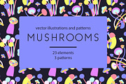 MUSHROOMS. Vector Set for your work., a Food Illustration by palllna (Thumbnail 1 of 5)