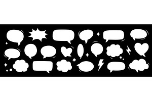 White comic speech bubbles on black, an Object Illustration by GraphiShop