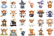 Halloween Highland Cow Ghost Clipart, an Illustration by Sublimation Artist (Thumbnail 2 of 6)