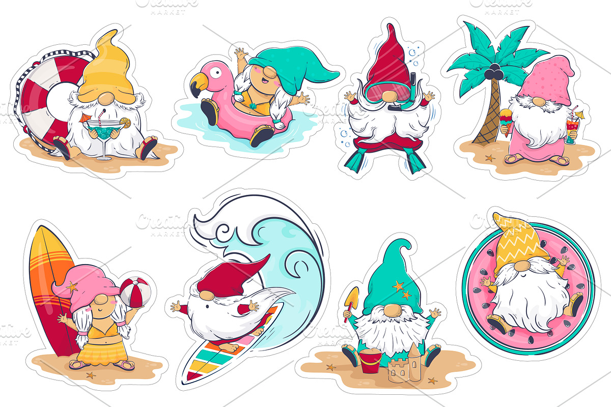 74 Gnomes Stickers and Clip art, a Person Illustration by Boo Guevara Shop (Photo 9 of 14)