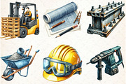Watercolor Construction Clipart, an Illustration by Libby Wishes (Thumbnail 3 of 7)