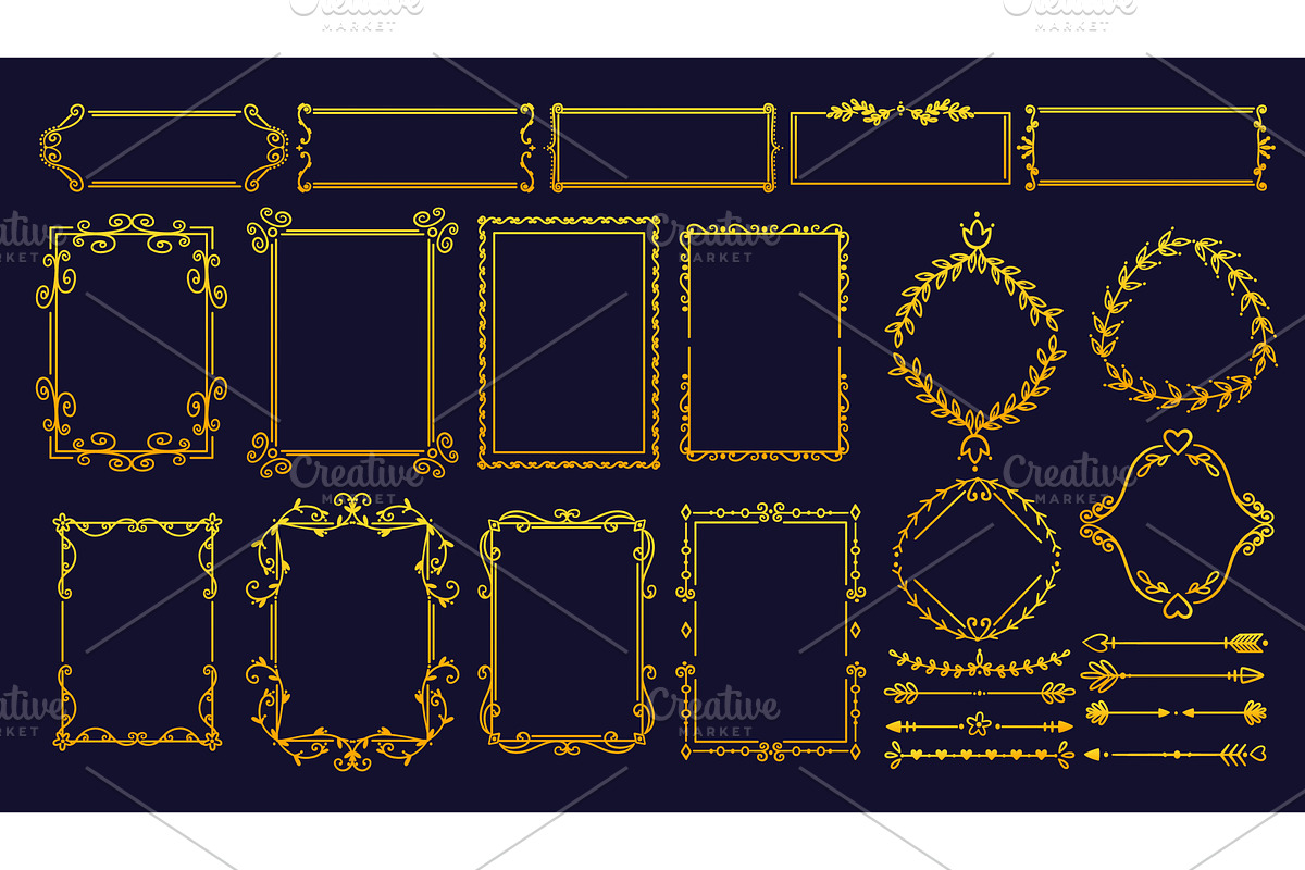 Vintage gold frames. Square and, an Illustration by Vectorbuum