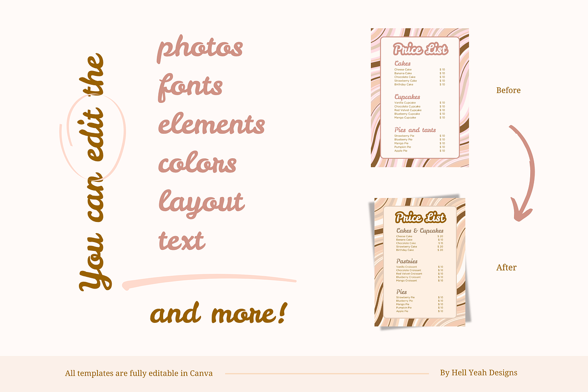 Bakery Price Lists Templates, a Marketing Template by Hell Yeah Designs (Photo 3 of 5)