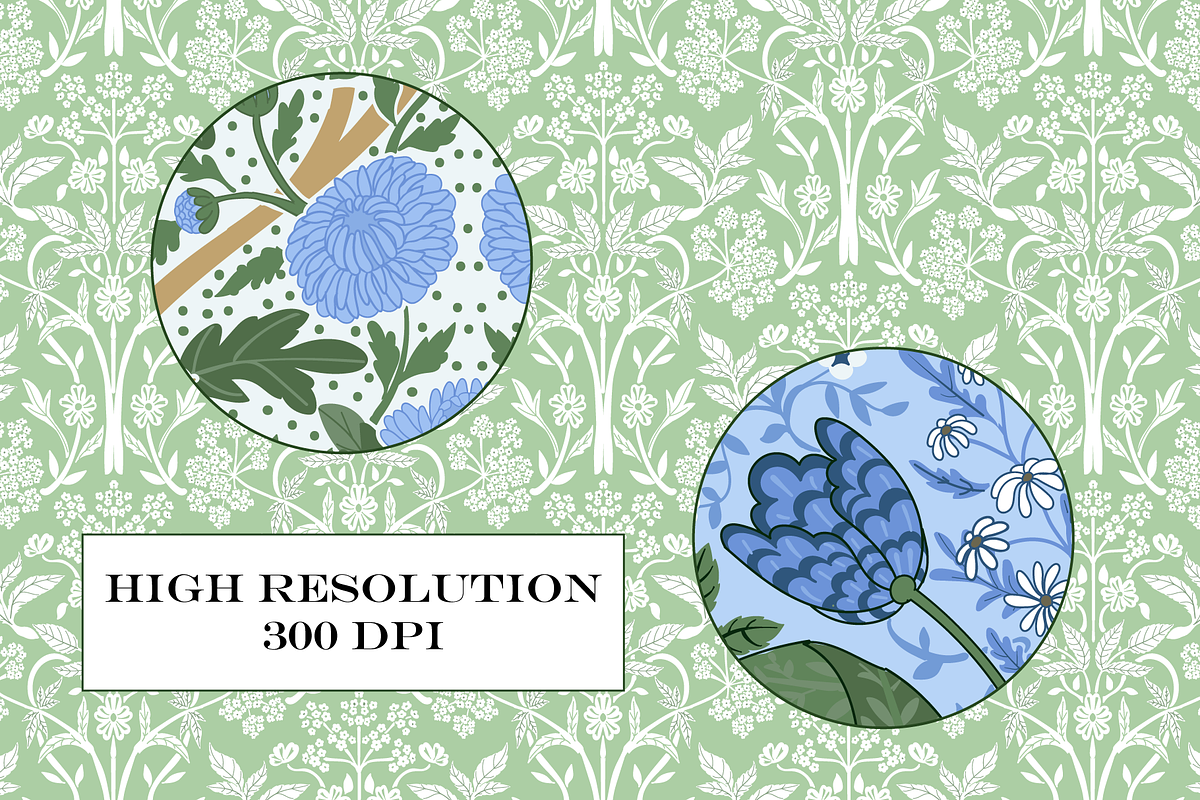William Morris Blue & Green Patterns, a Pattern Graphic by RachelStudio (Photo 6 of 10)