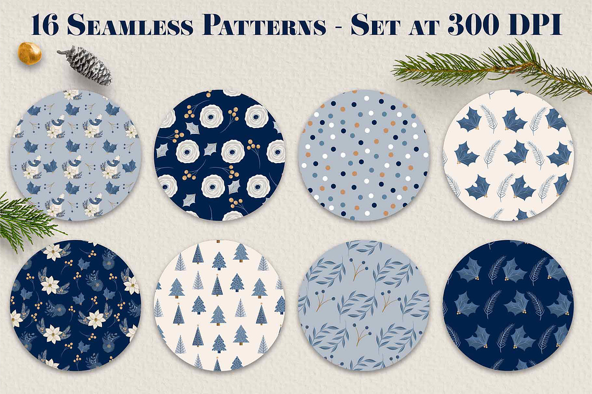 Blue & Gold Christmas Clipart, an Animal Illustration by The Audacious Brush (Photo 8 of 16)