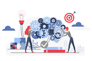 Teamwork generating ideas concept, a Person Illustration by Lemberg Vector