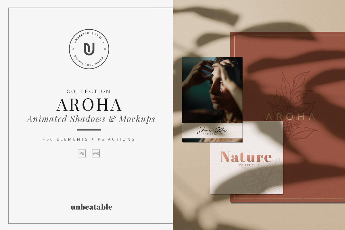 Aroha - Animated Shadows & Mockups, a Product Mockup by The Iconic (Photo 1 of 10)