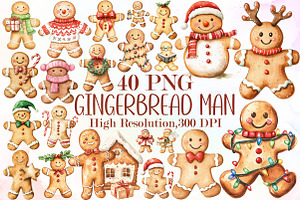 Christmas Gingerbread Man Clipart Bu, an Illustration by Sublimation Artist