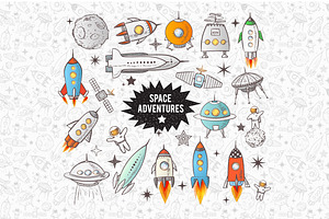 Astronomy and space doodle elements