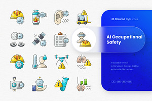 AI Occupational Safety Colored Icons, an Outline Icon by cidcud_graphic