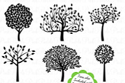 Tree Silhouettes Clipart & Vectors, an Illustration by PinkPueblo (Thumbnail 1 of 2)