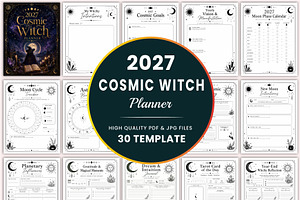 2027 Cosmic Witch Planner, a Stationery Template by Shumaya