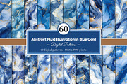 Abstract Fluid Illustration in Blue, a Decorative Illustration by Housui Patterns (Thumbnail 1 of 9)
