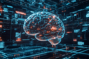 Futuristic Digital Brain with Neural Connections, an Abstract Photo by Natalia Klenova's Shop