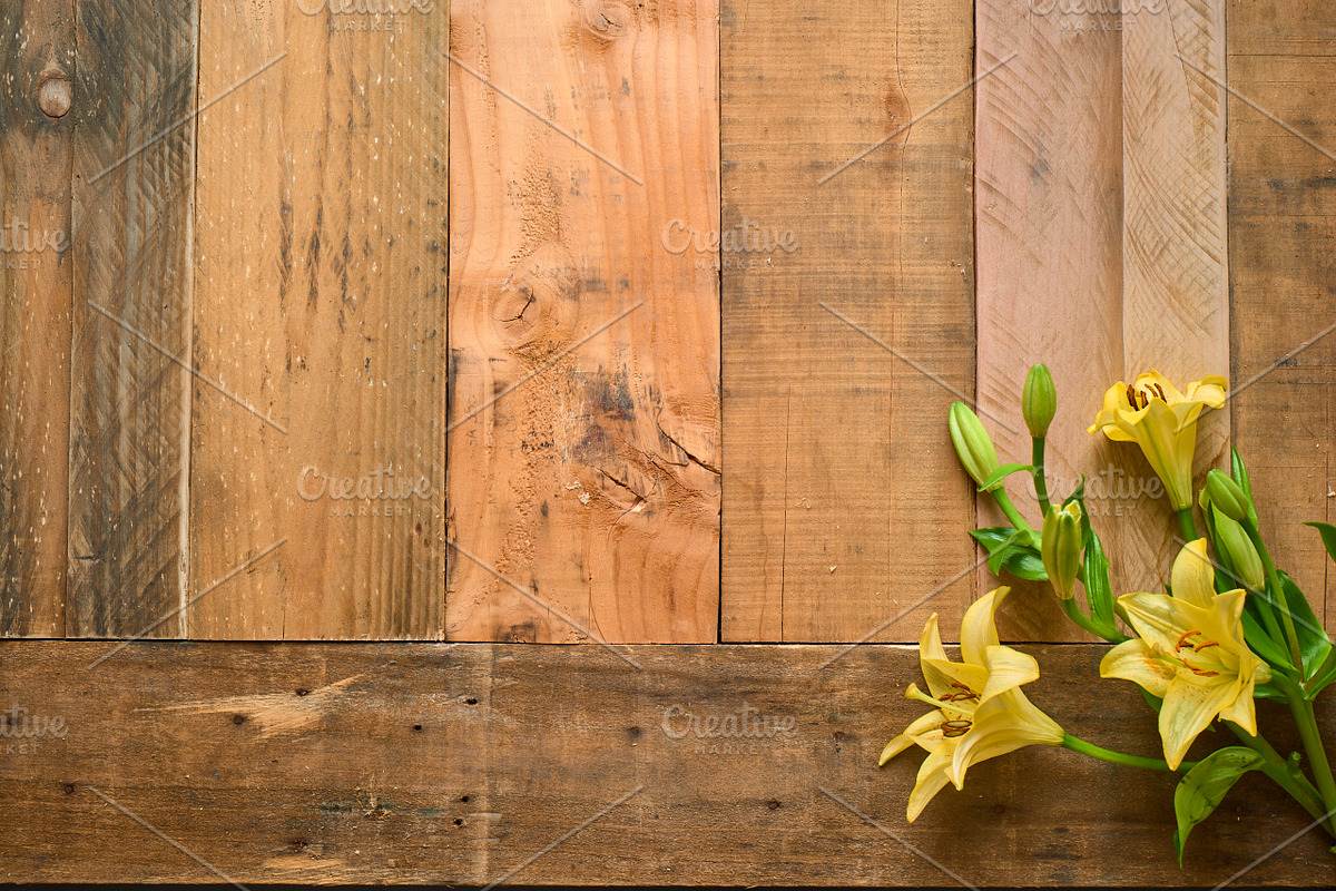 Rustic Flower Photo Set On Wood, a Books & Magazine Mockup by Kudzu Camera (Photo 2 of 6)