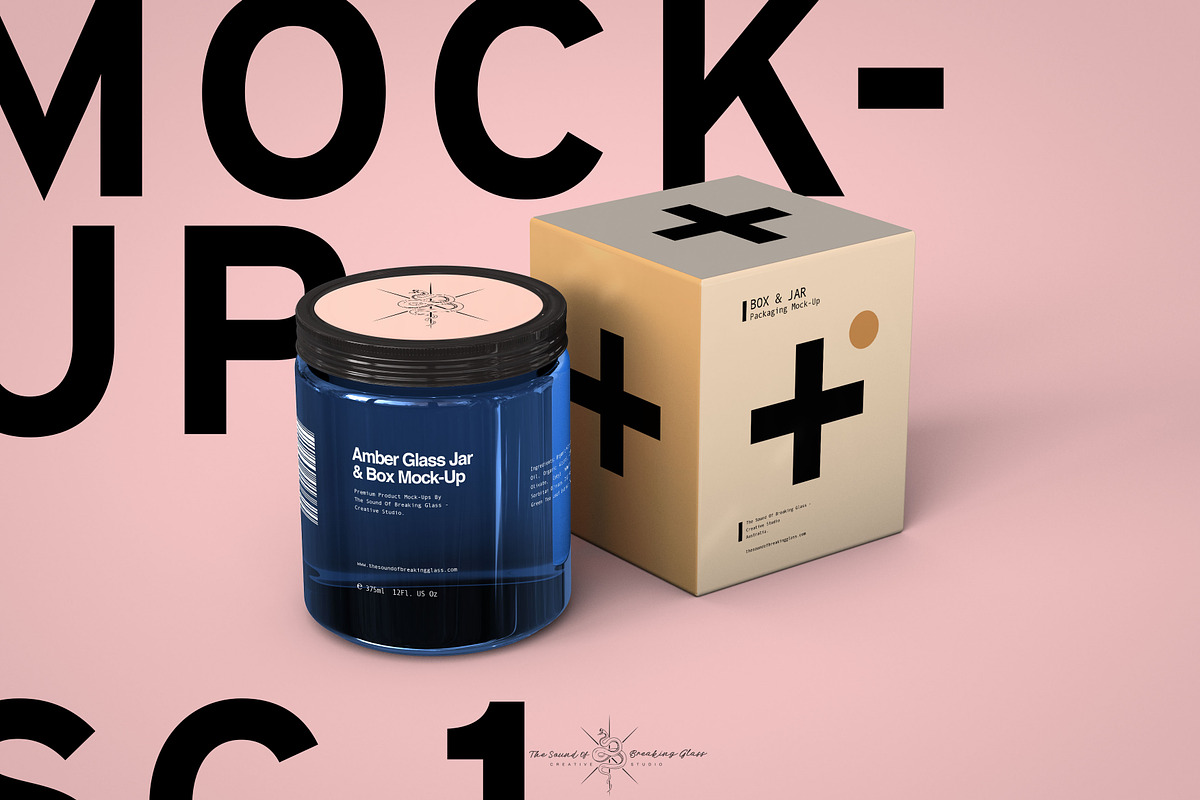 Amber Cosmetics Jar & Box Mock-Up, a Product Mockup by TSOBG (Photo 15 of 18)