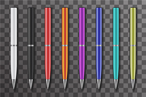 Set of colored pens