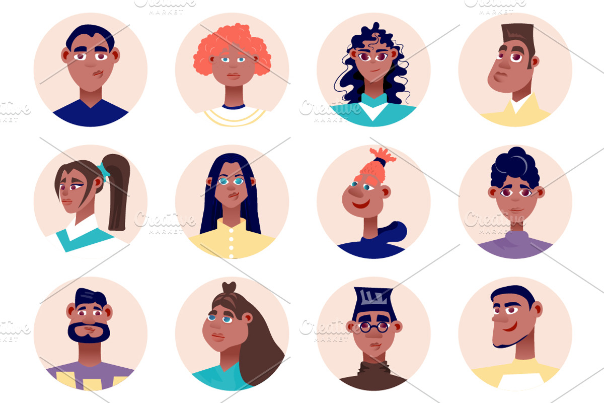 Cartoon People Avatars, an Emoji Icon by alexdndz (Photo 3 of 13)