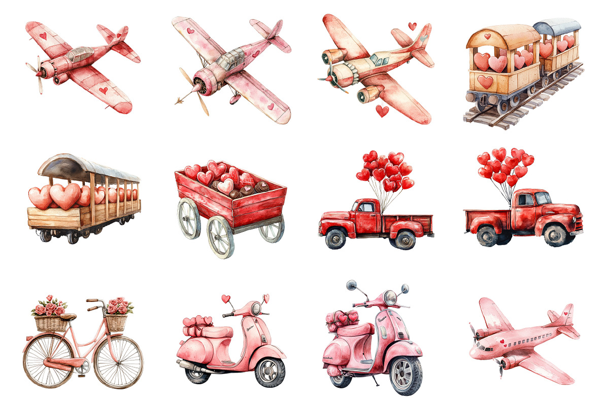 Valentine's Transportation Clipart, an Illustration by Design Market (Photo 3 of 3)