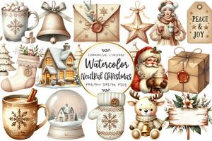 Neutral Christmas Clipart, an Illustration by OK Design
