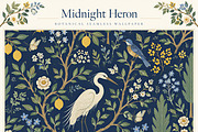 Midnight Heron | Botanical Wallpaper, a Wallpaper Graphic by by creative paper (Thumbnail 1 of 15)
