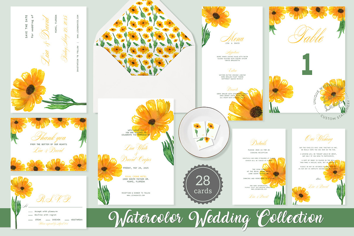 Sunflower Watercolor Wedding Suite, an Invitation Template by Love Design (Photo 1 of 12)
