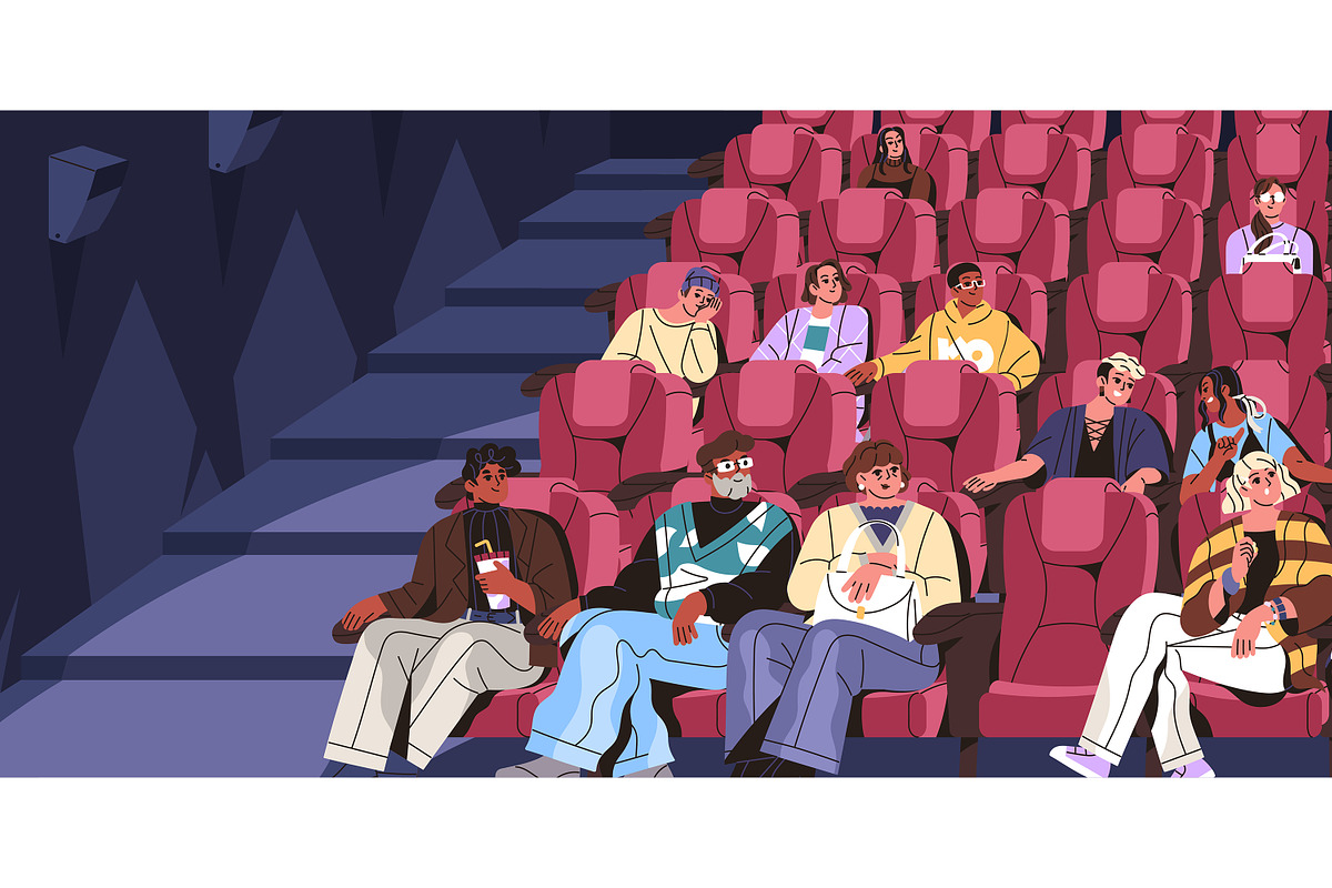 People watch movie in cinema banner, a Person Illustration by PaperTrident (Photo 3 of 4)