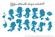 Shades of Blue Mermaid Clipart, an Illustration by Amanda Ilkov (Thumbnail 2 of 3)