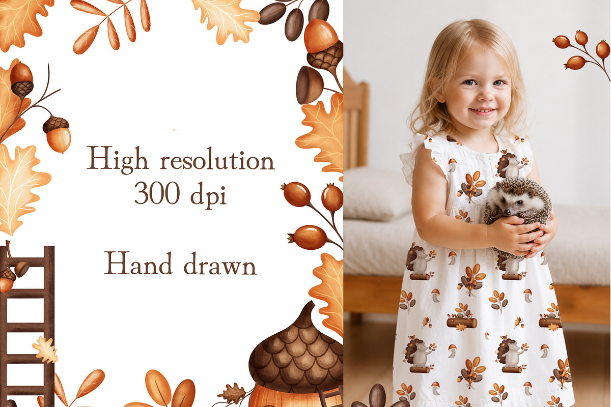 Cozy Autumn - baby clipart & pattern, a Seasonal Illustration by Linerisyart (Photo 3 of 16)