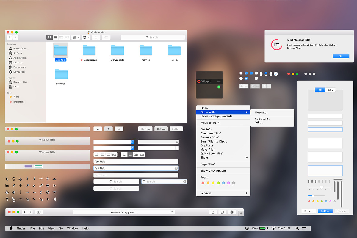 Yosemite GUI for illustrator, a Product Mockup by Codemotion Design Kits (Photo 2 of 3)