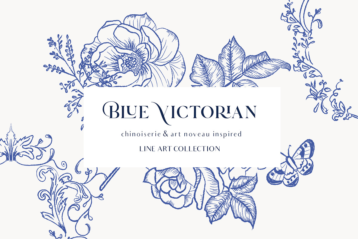 Blue Victorian & Chinoiserie set, a Decorative Illustration by Grace Noboa Illustrations (Photo 2 of 13)