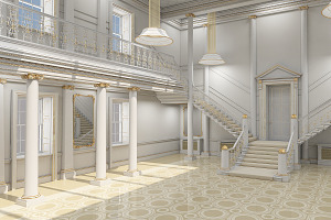 3Dmodel Grand Hall Lobby Staircase 2