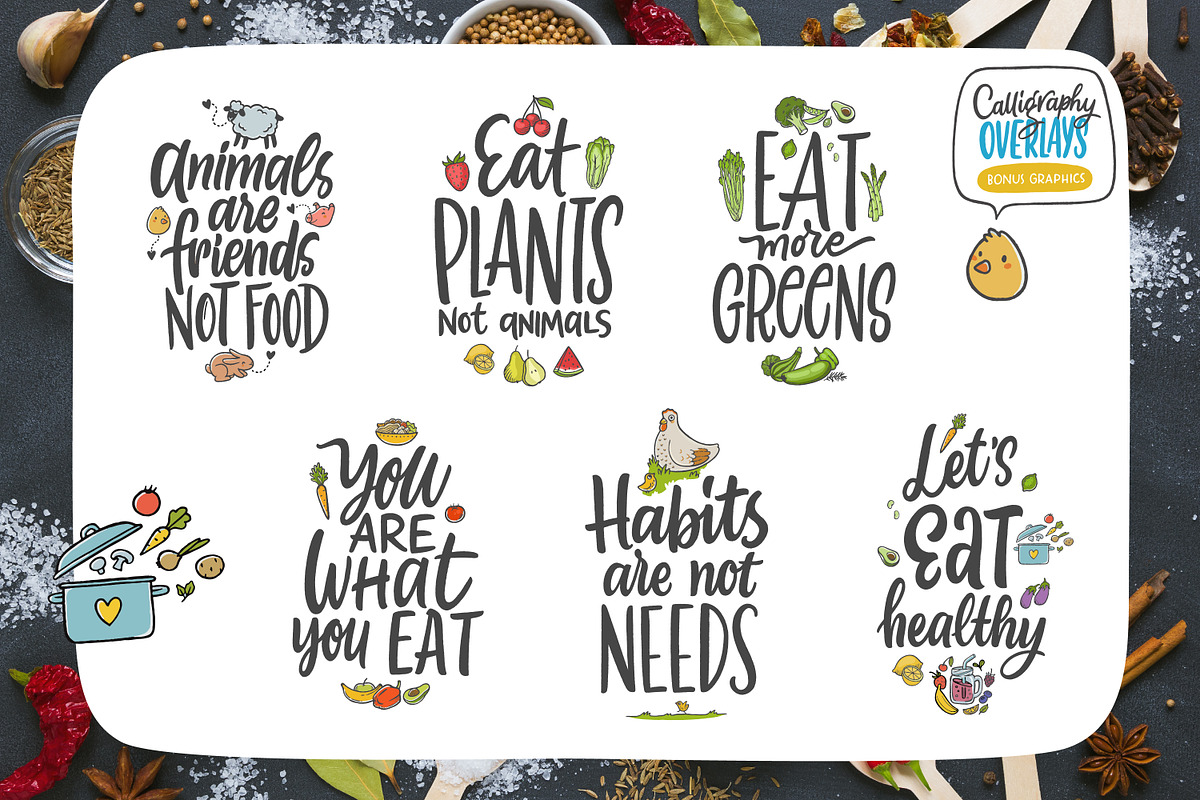Vegan&Vegetarian Overlays, an Animal Illustration by Nina's Illustration Shop (Photo 3 of 9)