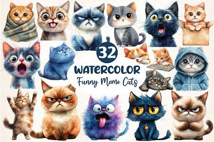 Funny Meme Cats Sublimation Clipart, an Illustration by Dream Creation