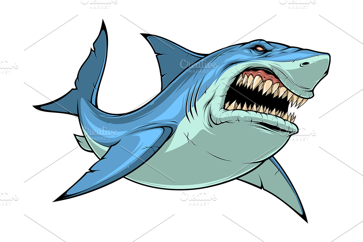 Fierce Shark Attacks, an Animal Illustration by Mark2000