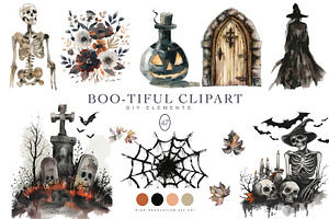 watercolor halloween clipart set, a Decorative Illustration by Patishop Art
