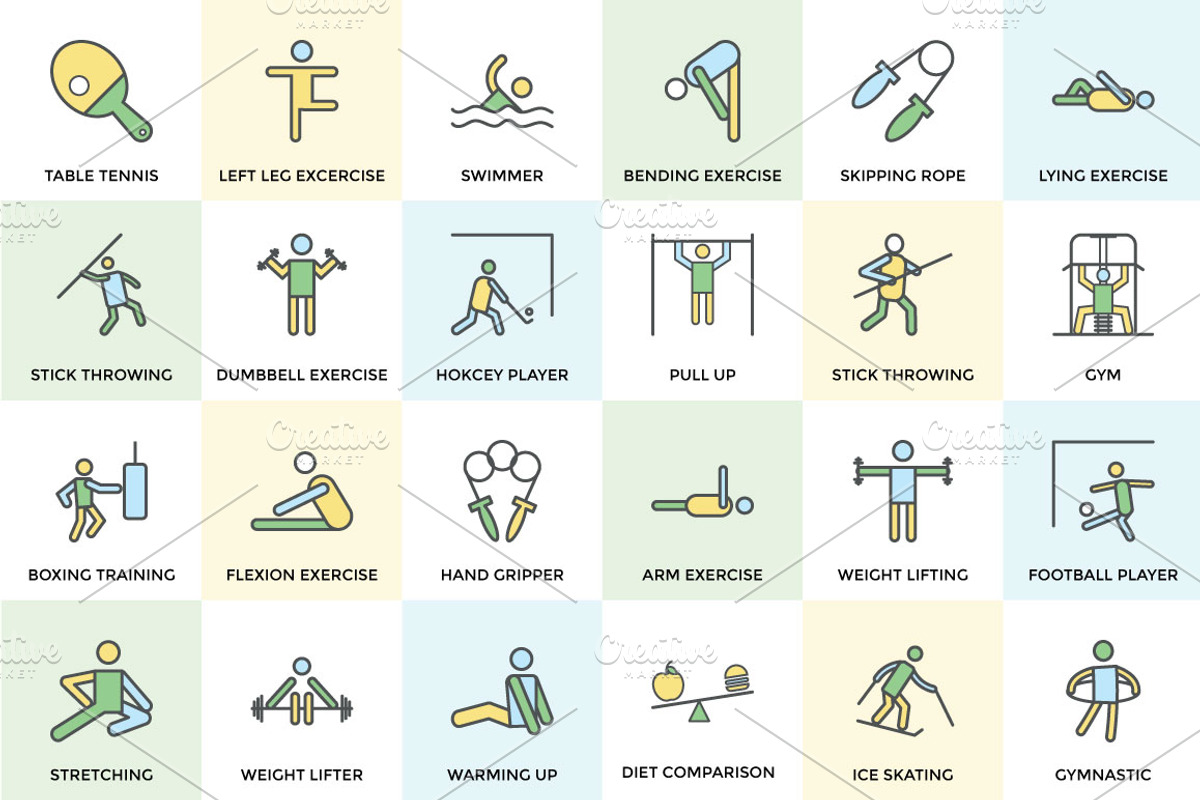 100+ Fitness and Health Icon Set preview 4