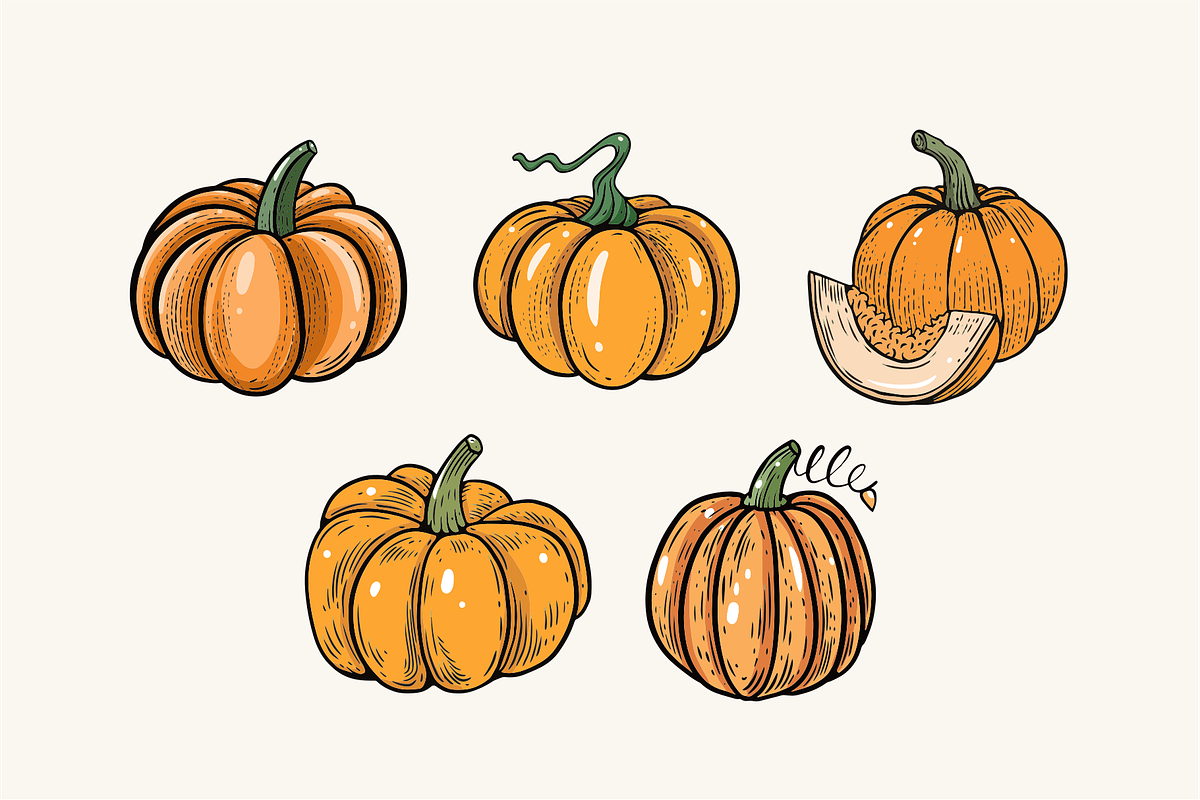 Pumpkin Doodles & Fall Clipart, a Seasonal Illustration by Oktyabr (Photo 2 of 3)
