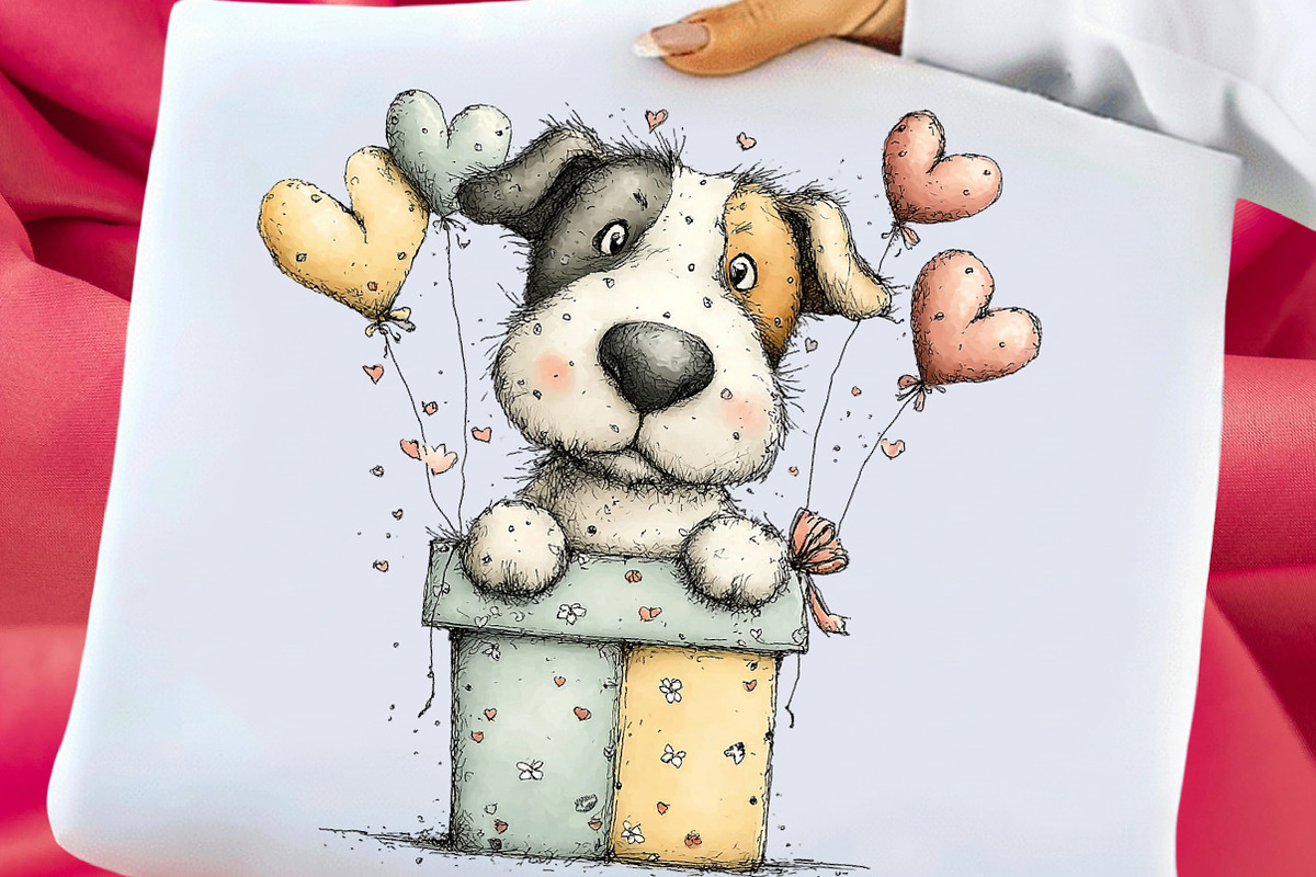 Funny Valentine Peeking Dog Clipart, an Illustration by Libby Wishes (Photo 5 of 9)
