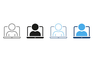 Person On Laptop Screen Icons, a Technology Illustration by Gentle Studio
