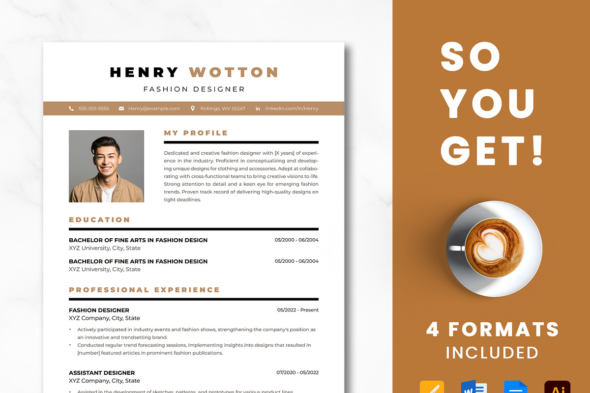 Fashion Designer Resume Template, a Resume Template by ResumeInventor (Photo 8 of 9)