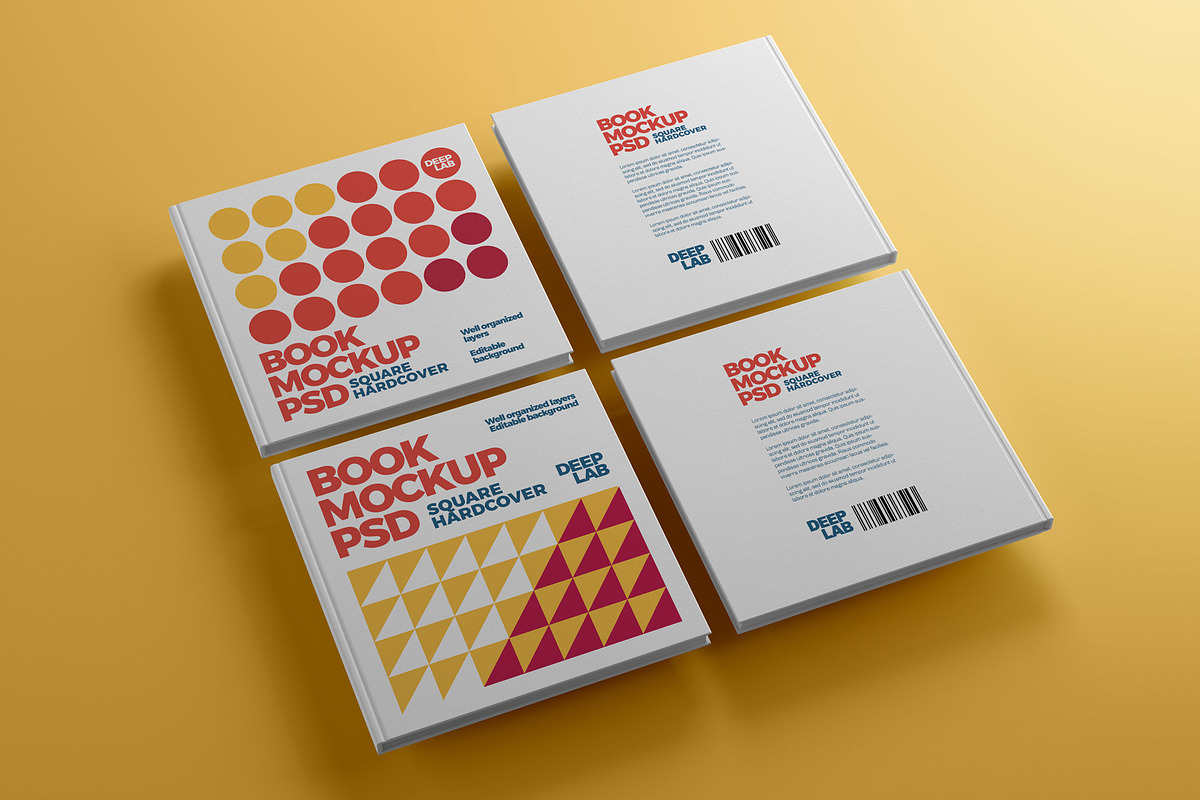 Square Book Hardcover Mockup Set, a Print Template by Deeplab (Photo 17 of 20)