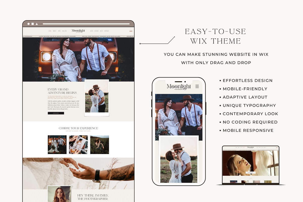 Wix Website Template - Photography, a Wix Template by Nes Design Co (Photo 3 of 19)