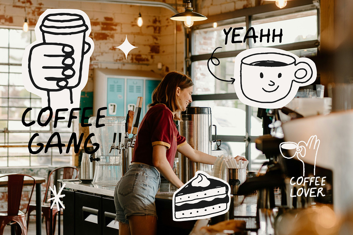Coffee Hand-Drawn illustrations, a Food Illustration by dicreate (Photo 5 of 12)