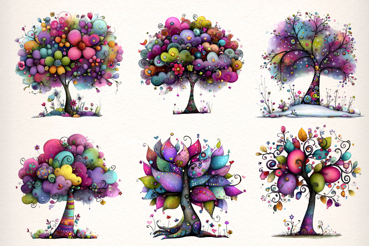 Whimsical Tree Clipart PNG, an Illustration by Dream Creation