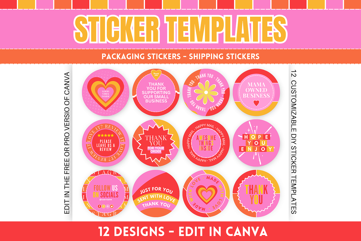Cute Shipping Sticker Templates, a Stationery Template by SunshineStudioBoutique (Photo 1 of 10)