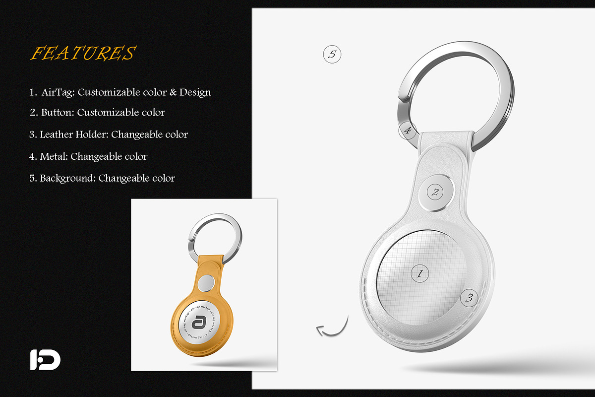 AirTag Keychain Mockup Set, a Wearable Device Mockup by ForgeDesign (Photo 2 of 7)