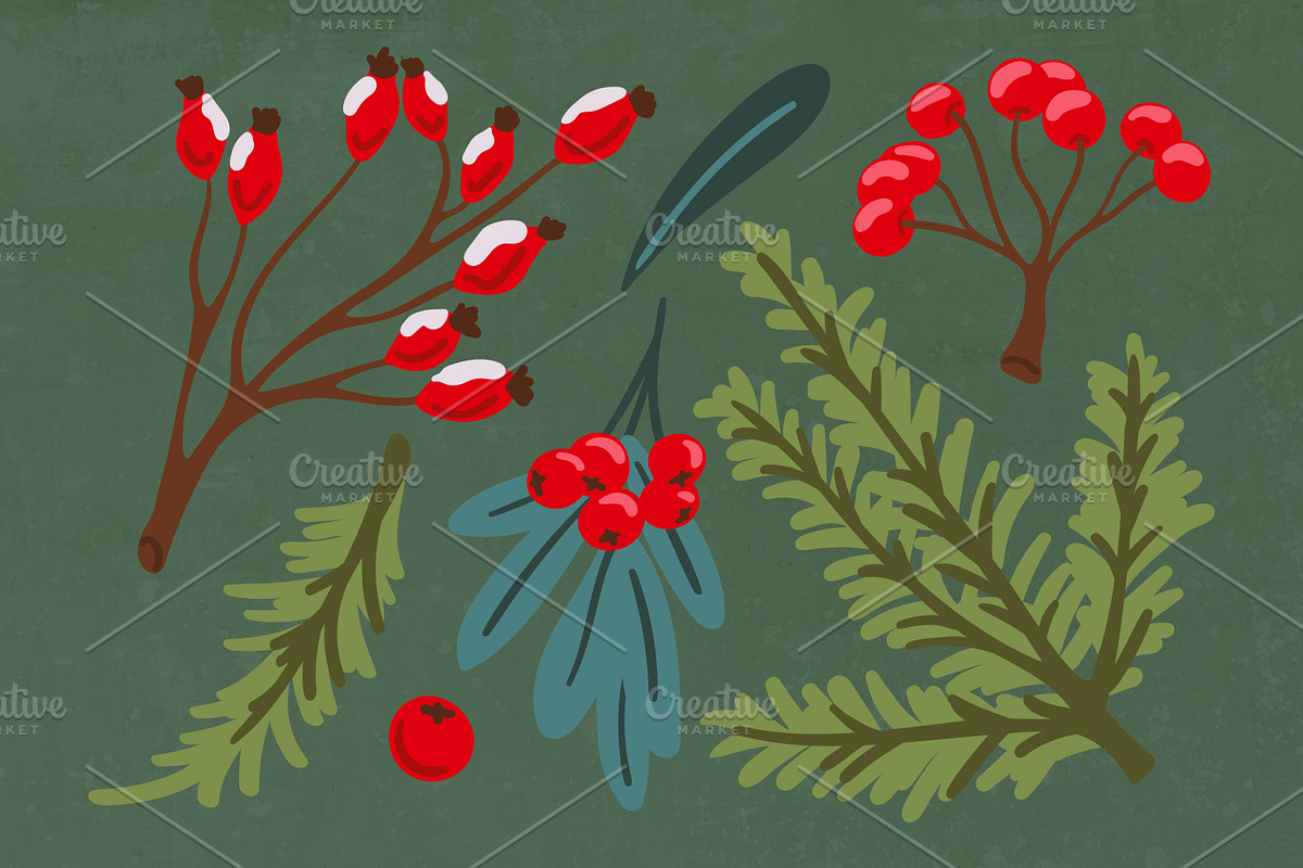 25 Winter Botanicals Cliparts, a Seasonal Illustration by Panna Limon Store (Photo 2 of 6)
